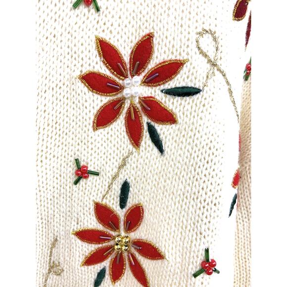 One Resource Floral Cardigan Sweater Cream Button Up Embroidered 2X - Picture 2 of 5